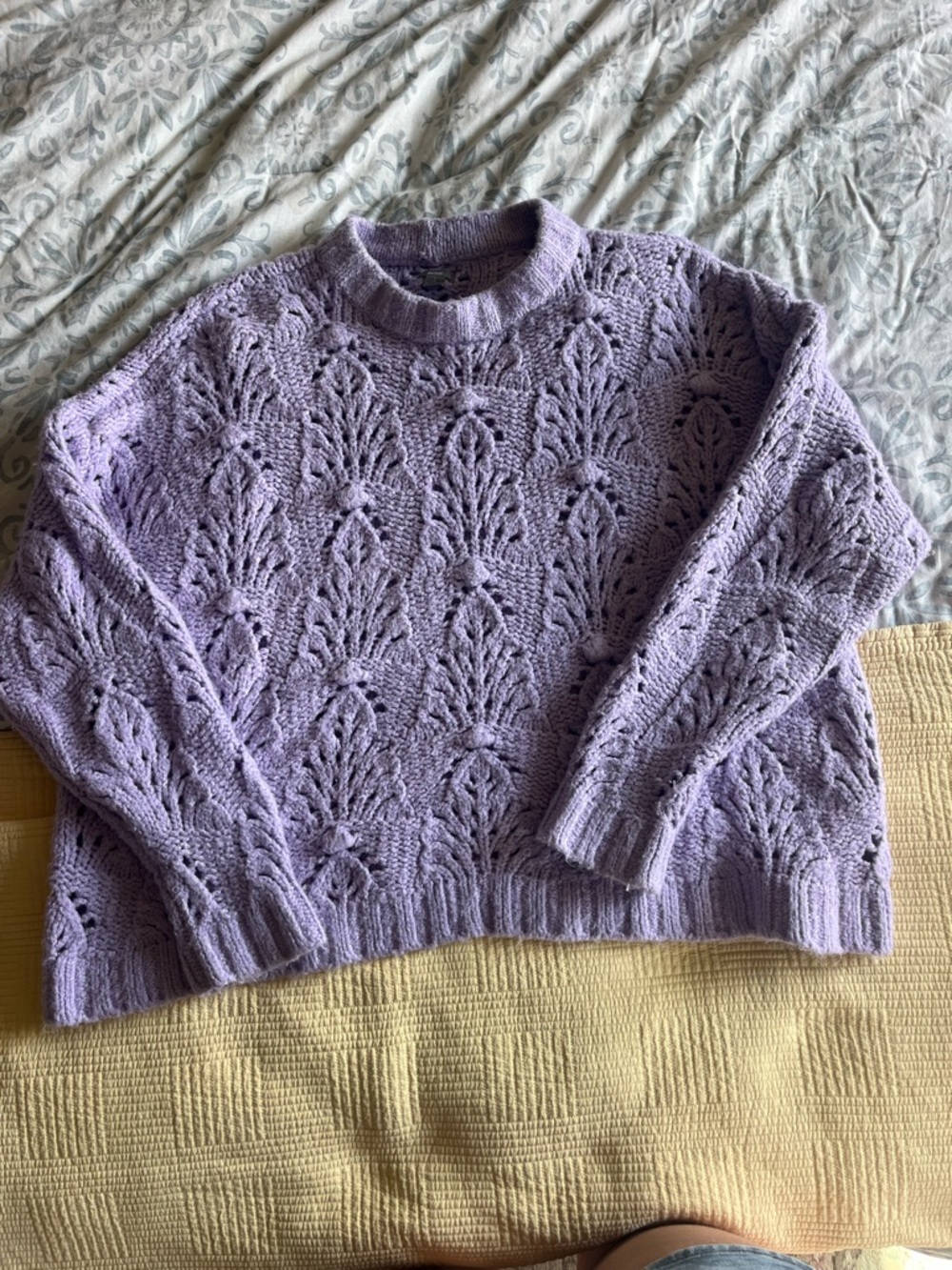 Aerie Lavender Knit Sweater Size Large | Textured Crewneck